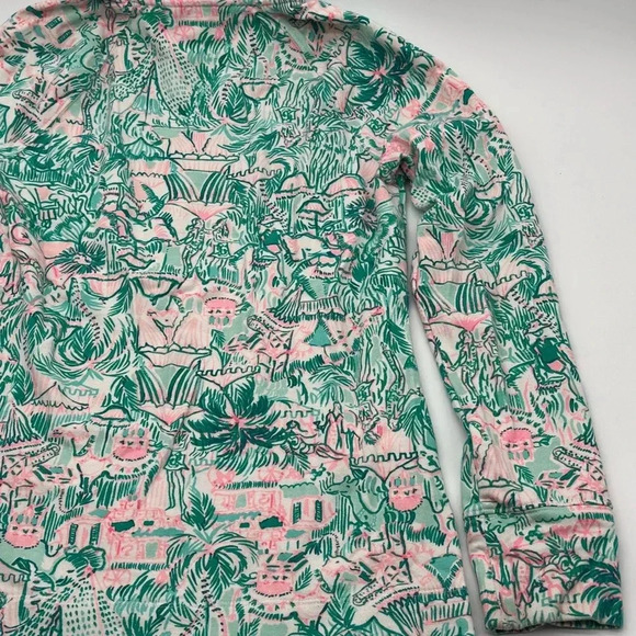 Lilly Pulitzer Skipper Popover Women XS Green White Long Sleeve 1/4 Zip Pullover - Picture 5 of 7